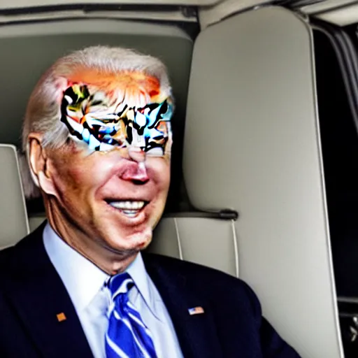 Image similar to Joe Biden in the back of a dark van