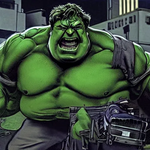 Prompt: John Goodman as the Incredible Hulk