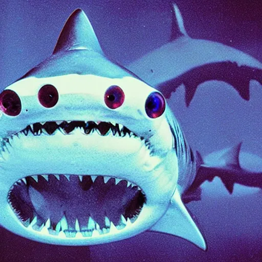 Image similar to Shark with laser eyes