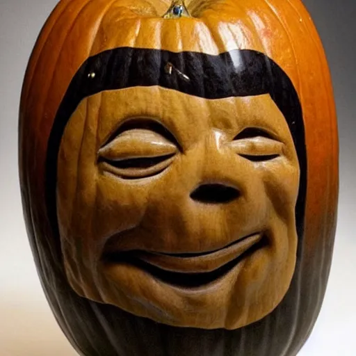 Image similar to gourd carved to look like the face of amber heard