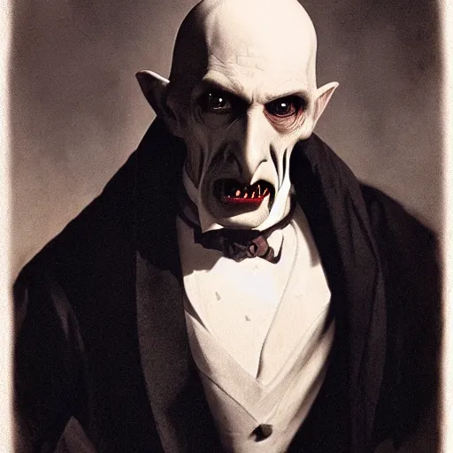 Prompt: Extremely Highly Detailed Evil Realistic real life Dracula's Face Nosferatu by Franz Xaver Winterhalter