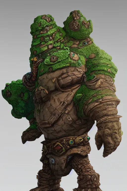 Image similar to zelda fantasy art giant golem troll wood rock greeble gemstone, global illumination ray tracing hdr fanart arstation by sung choi and eric pfeiffer and gabriel garza and casper konefal