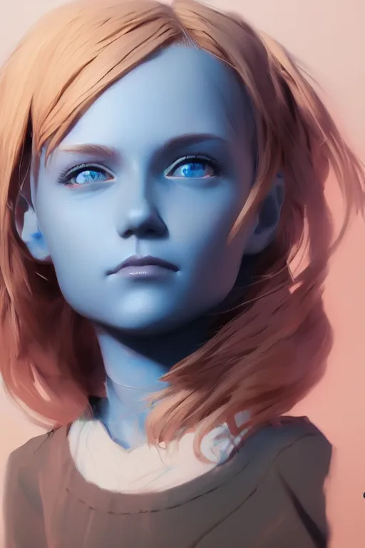 Prompt: complicated dynamic composition, by Loish,ilya kuvshinov,krenz cushart ,Greg Rutkowski, trending on artstation. Zbrush sculpt colored, Octane render in Maya and Houdini VFX,realistic close-up face of cute young blonde girl, deep blue eyes, Amazing textured brush strokes, studio lighting.