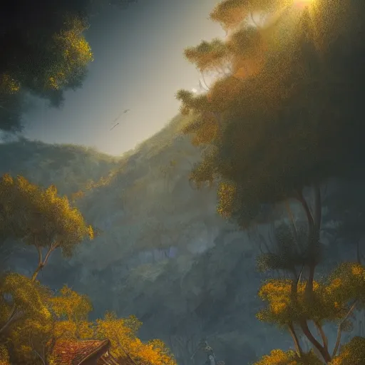 Prompt: photo of quinta vale do homem amares, backlighting, golden hour, contrast, detailed, focus, digital painting, concept art, illustration, artstation, art steven stahlberg and goya