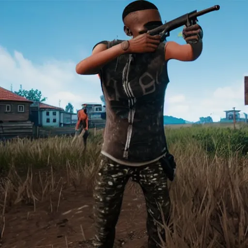 Image similar to young thug, in pubg