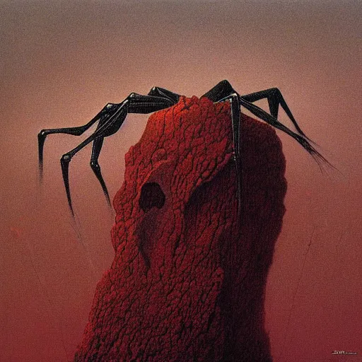 Prompt: Spider get out of mind by zdzisław beksiński