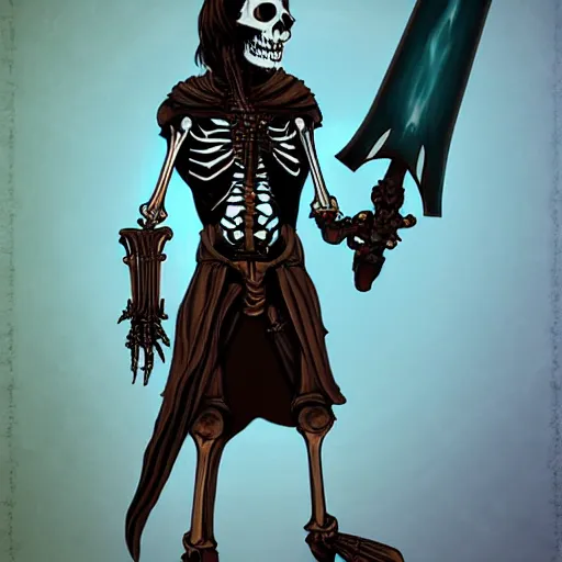 Image similar to skeleton space pirate holding a vibrosword, epic fantasy character art