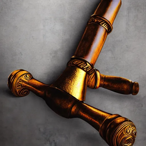 Image similar to a portrait of a giant golden hammer weapon