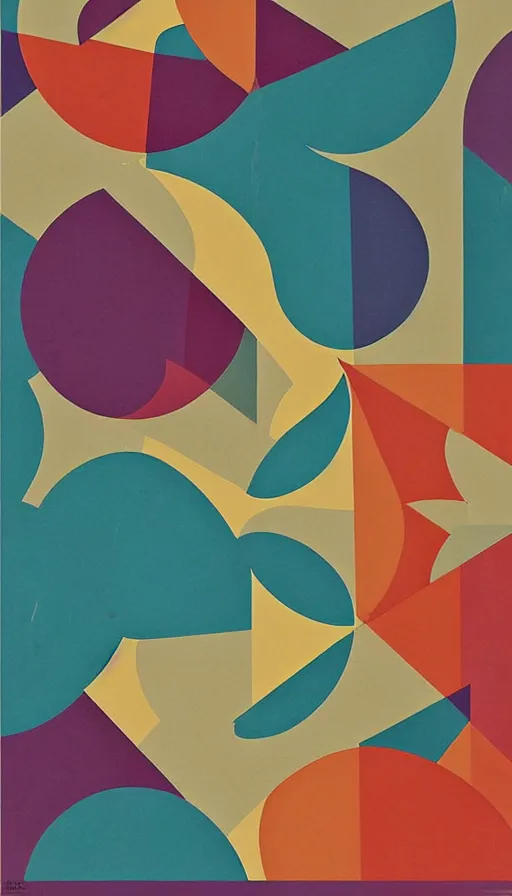 Prompt: Poster art, Mid century geometric shape