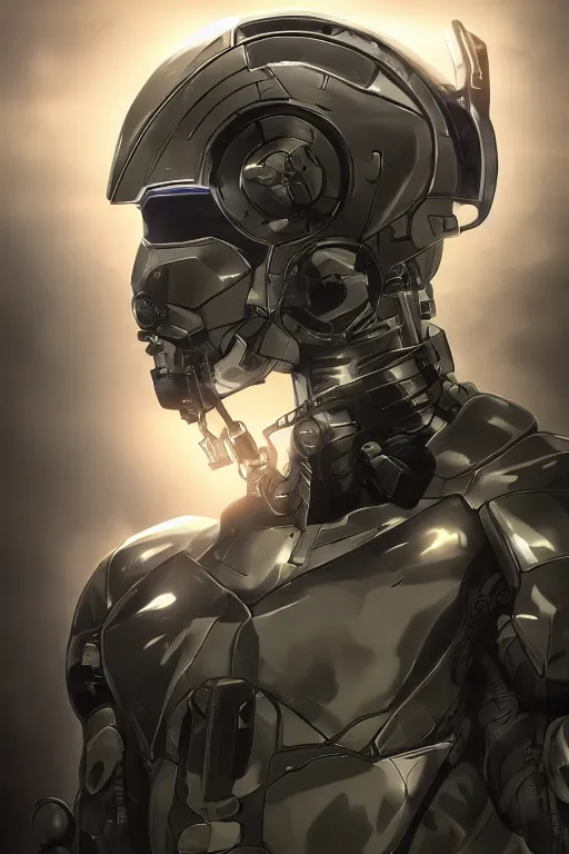 Image similar to cyber cyborg ninja mask helmet metal gear solid artic suit swat commando, global illumination ray tracing hdr fanart arstation by sung choi and eric pfeiffer and gabriel garza and casper konefal, a spectacular view cinematic rays of sunlight comic book illustration, by john kirby