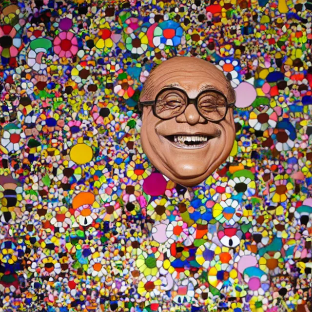 Prompt: a sculpture of danny devito by takashi murakami