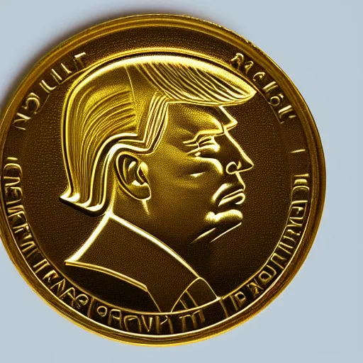 Prompt: the face of trump on a golden coin