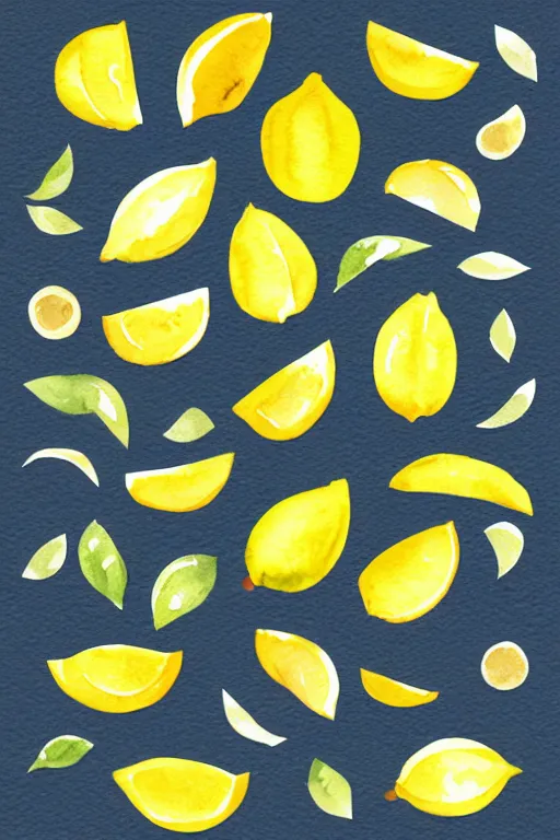 Image similar to minimalist watercolor art of a lemons on white background, illustration, vector art