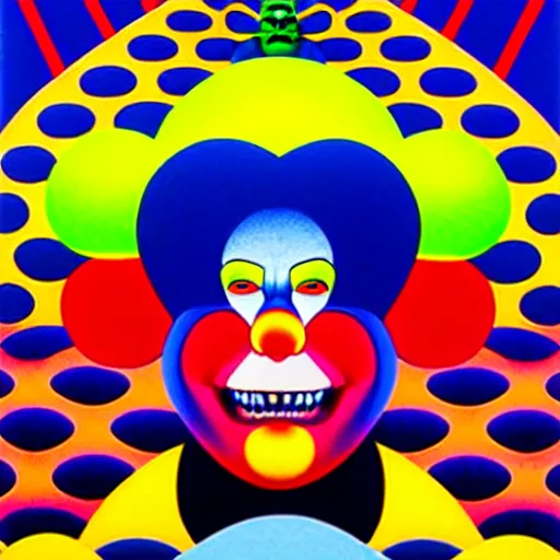 Image similar to evilclown by shusei nagaoka, kaws, david rudnick, airbrush on canvas, pastell colours, cell shaded, 8 k