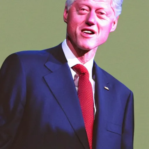 Image similar to realistic photo of bill clinton wearing a blue dress,