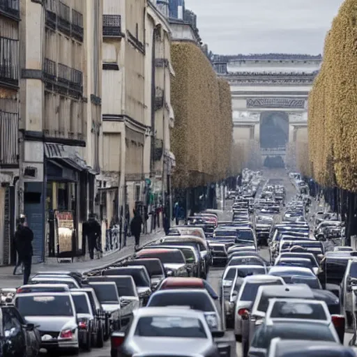 Image similar to une rue de paris vide avec des voitures garees en 2 0 2 0