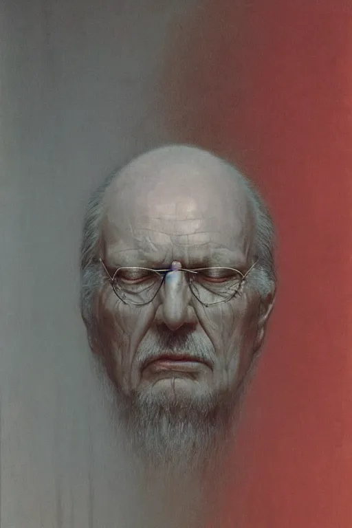 Prompt: portrait of Carl Jung by Zdzislaw Beksinski