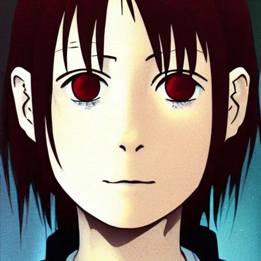 Image similar to a portrait of Lain from serial experiments: Lain Shinji Aramaki