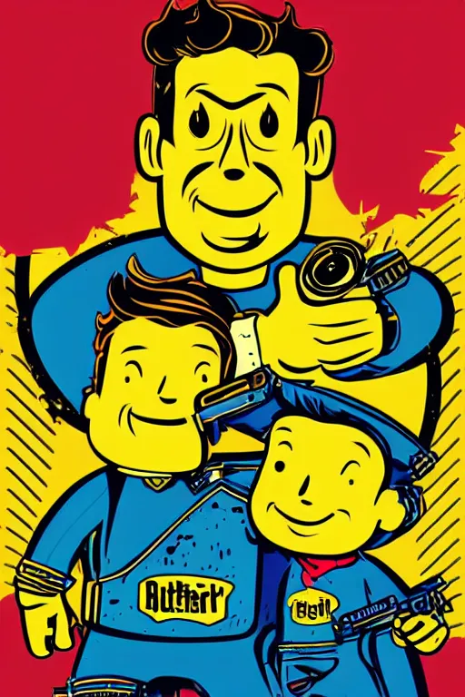 Image similar to fallout 7 6 retro futurist illustration art by butcher billy, sticker, colorful, illustration, highly detailed, simple, smooth and clean vector curves, no jagged lines, vector art, smooth andy warhol style