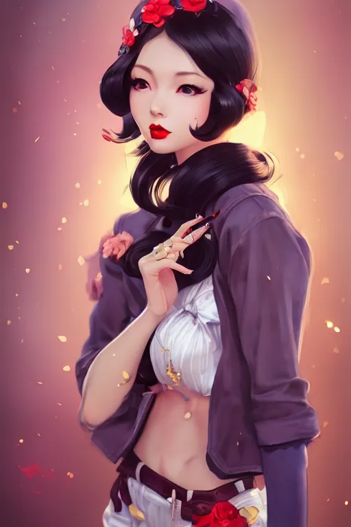 Image similar to a pin up and beautiful fashion charming dreamlke japan girl with lv jewelry, character art, art by artgerm lau and wlop and and ilya kuvshinov and john singer sargent, hyperdetailed, 8 k realistic, symmetrical, frostbite 3 engine, cryengine, dof, trending on artstation, digital art