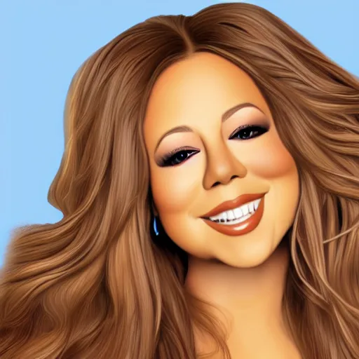 Image similar to an illustration of a mariah carey long hair, digital art