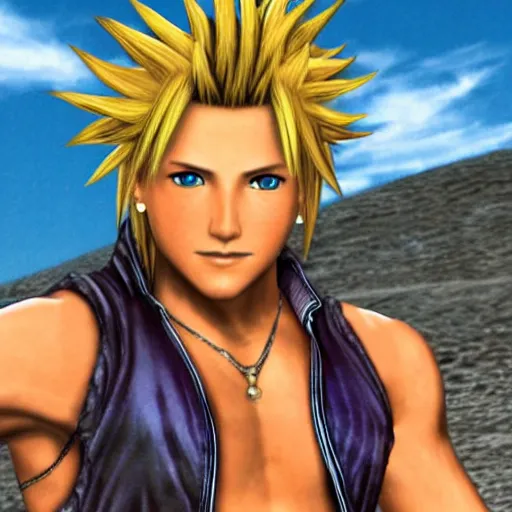 Image similar to Tidus from Final Fantasy X played by Guy Fieri