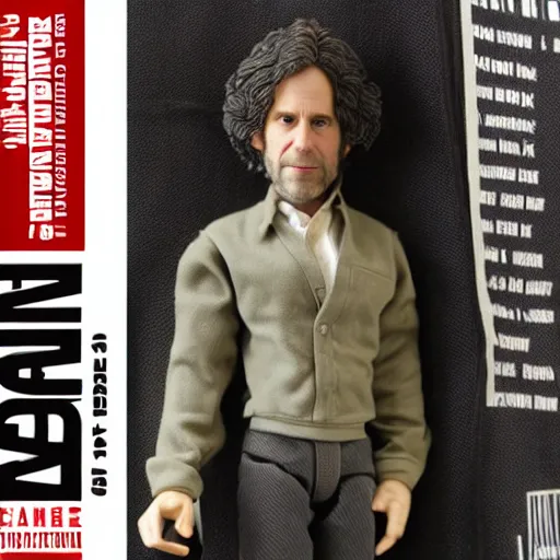 Image similar to black series action figure of charlie kaufman, still in package, pristine, highly detailed toy