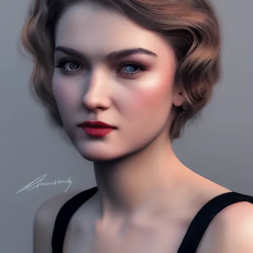 Image similar to beautiful girl portrait from 1950, character concept style trending on artstation concept art detailed octane render cinematic photo-realistic 8k high detailed