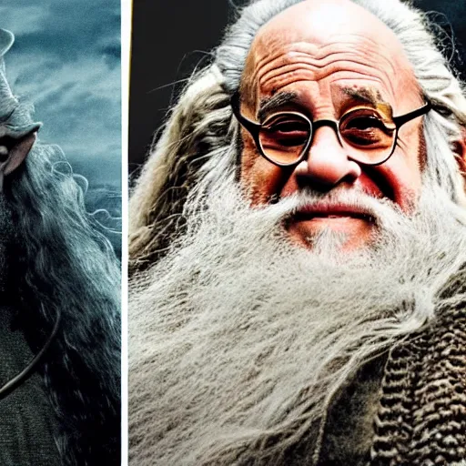 Image similar to danny devito starring as gandalf the white in the 2 0 2 4 lord of the rings movie, full body, hyper realistic, high quality, wide angle, always sunny in philadelphia