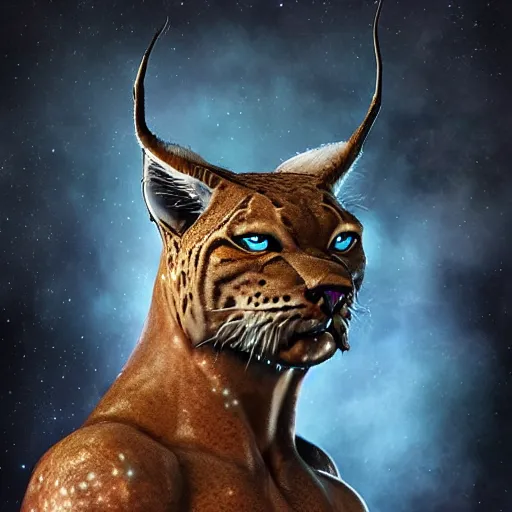 Image similar to muscular masculine lynx - headed man on a spaceship, artifex mundi ingame realphoto render by by jean - baptiste monge