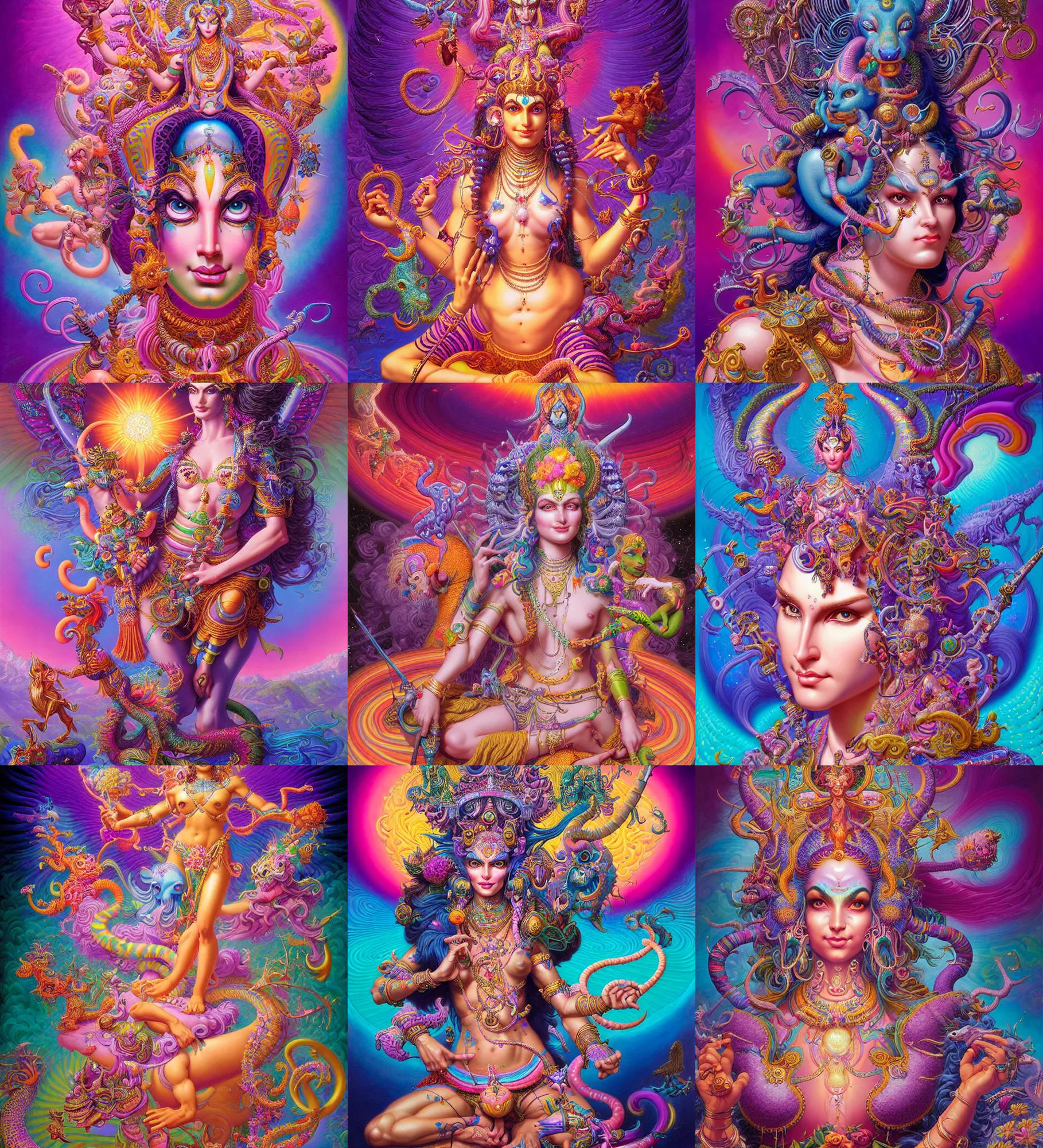 Prompt: lisa frank pattern fantasy character portrait of shiva, ultra realistic, wide angle, intricate details, dharma artifacts, highly detailed by peter mohrbacher, wayne barlowe, boris vallejo, hajime sorayama aaron horkey, gaston bussiere, craig mullins