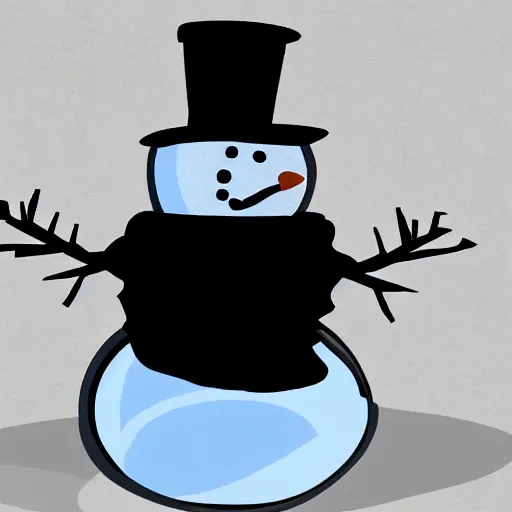 Image similar to A Snowman melting and becoming a cyber warrior