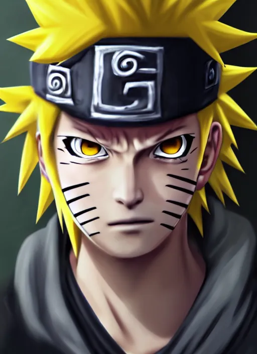 Prompt: portrait of Naruto, dark and gloomy scenery, dynamic lighting, photorealism art, concept art, hyper realistic, fantasy