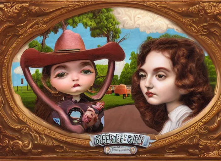 Image similar to the sheriff donut, lowbrow, matte painting, 3 - d highly detailed, in the style of mark ryden,