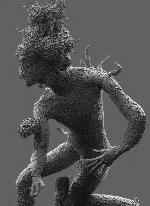 Image similar to high intricate 3 d sculpture of the sandman by neil gaiman, full shot, maria panfilova, andrea savchenko, mike kime, ludovic plouffe, qi sheng luo, oliver cook, julian calle, eddie mendoza, trending on artstation