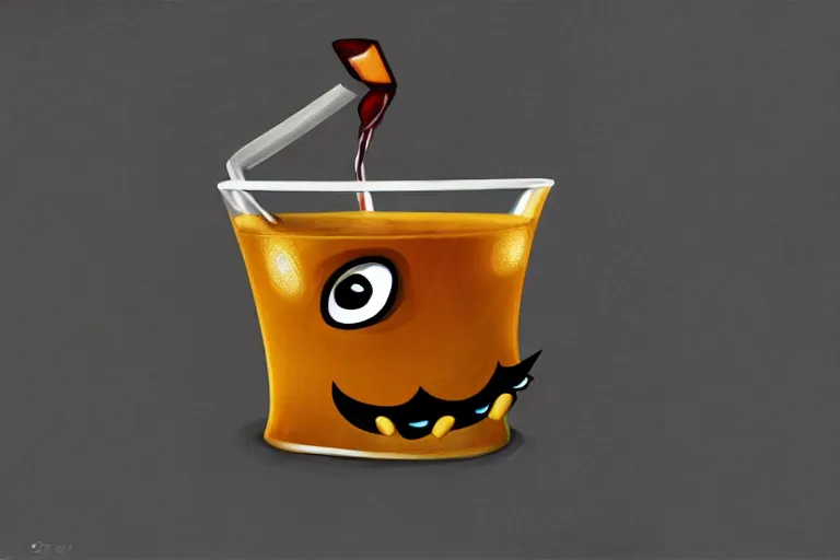 Prompt: a sad anthropomorphic spilled drink crying, digital art, realistic