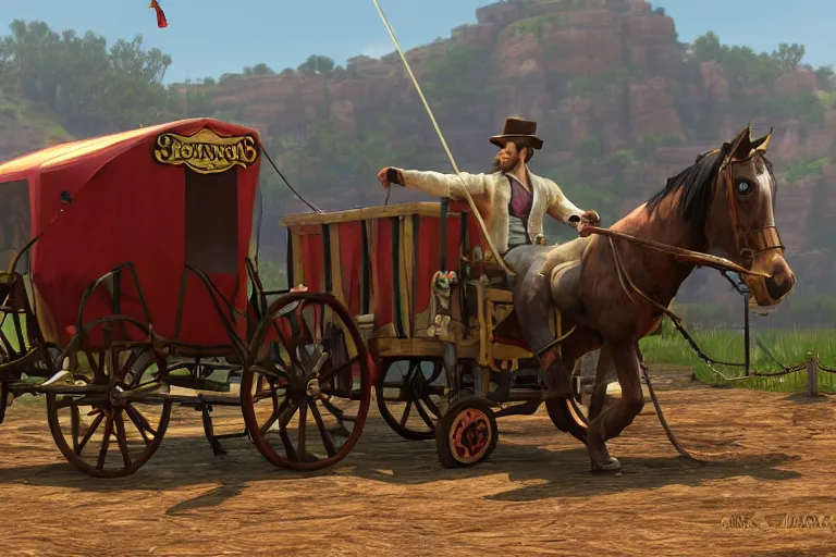 Image similar to 3d sculpt of a circus wagon, artstaton, League of Legends, red dead redemption2, digital illustration