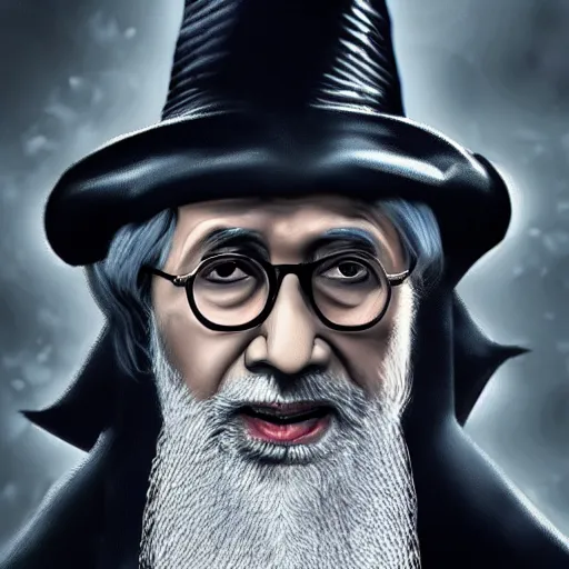 Image similar to amitabh bachhan as dumbledore, portrait, 4 k, realistic, cinematic, volumetric lighting