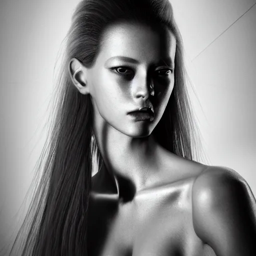 Prompt: closeup portrait of an absurdly beautiful, graceful, sophisticated, fashionable cyberpunk gravure idol, an ultrafine hyperdetailed illustration by irakli nadar, matt wisniewski style, fashion photography, intricate linework, porcelain skin, unreal engine 5 highly rendered, global illumination, radiant light, detailed and intricate environment