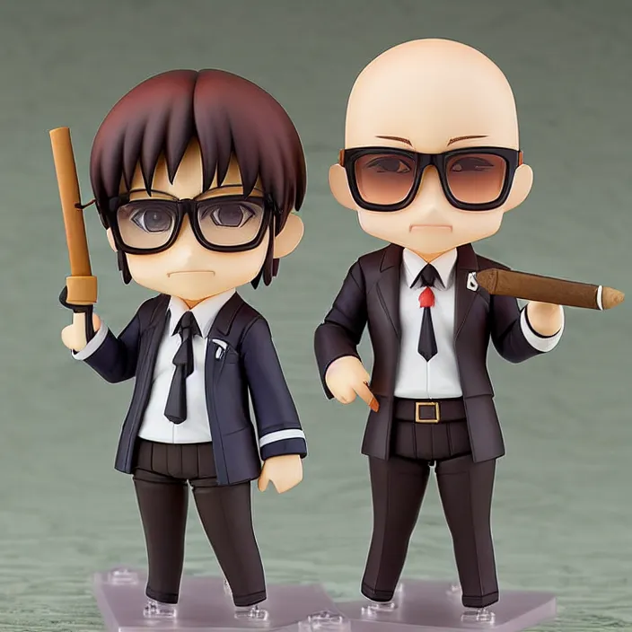 Prompt: anime nendoroid of Andrew Tate, bald, with sunglasses, and cigar, fantasy, figurine