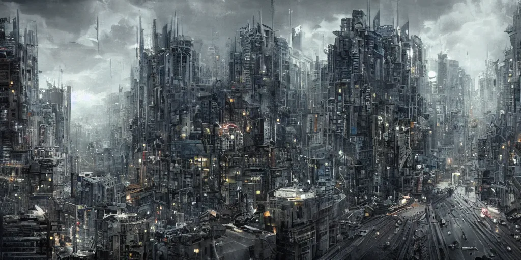 Image similar to dystopic city