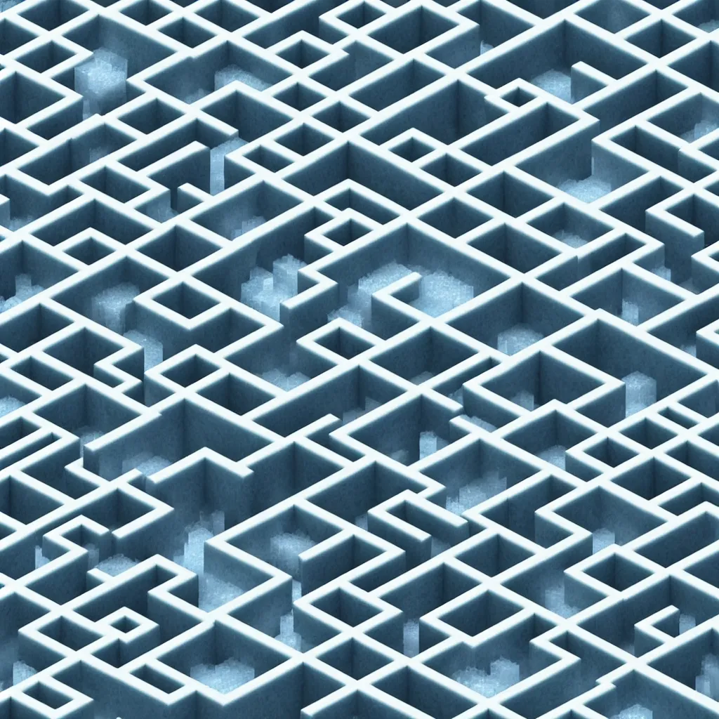 Prompt: wimmelbilder maze made of ice and water, isometric, octane render, very sharp, optifine, realistic minecraft, particle effects, beautiful