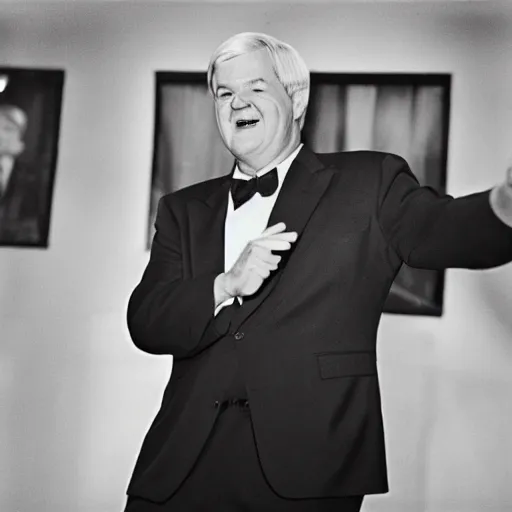 Image similar to Former House Speaker Newt Gingrich dancing his heart out. CineStill