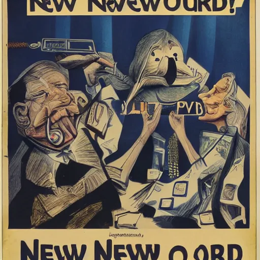 Image similar to a parody of new world order called a new word order about vocabulary, poster