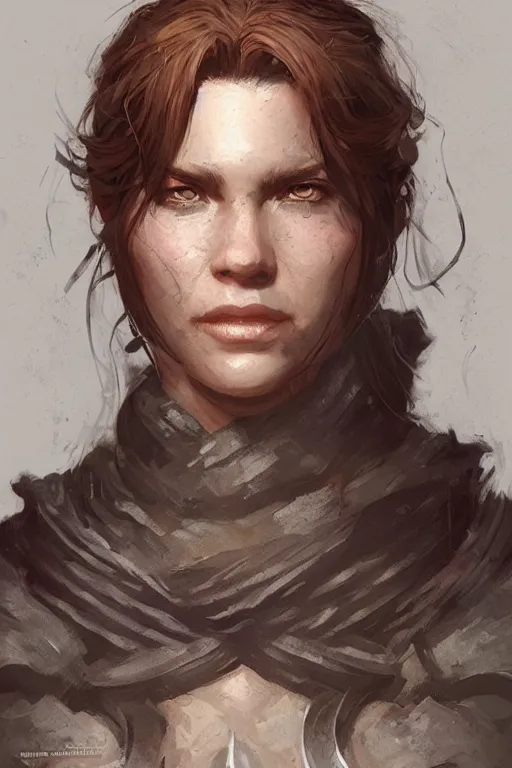 Image similar to the elder scrolls vi, charismatic rugged female nord warrior portrait, illustration, rim light, top light, perfectly shaded, soft painting, art by ross tran, krenz cushart and wenjun lin