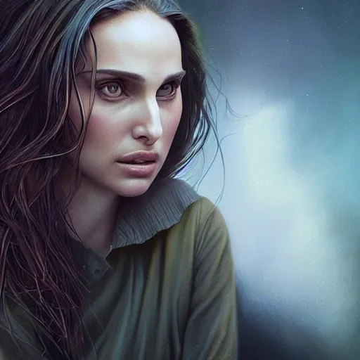 Image similar to photorealistic beautiful ethereal natalie portman in the style of michael whelan and greg rutkowski. hyperdetailed photorealism, 1 0 8 megapixels, amazing depth, glowing rich colors, powerful imagery, psychedelic overtones, 3 d finalrender, 3 d shading, cinematic lighting, artstation concept art