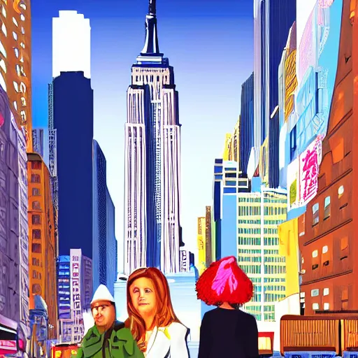 Image similar to giantess walking through new York, digital art