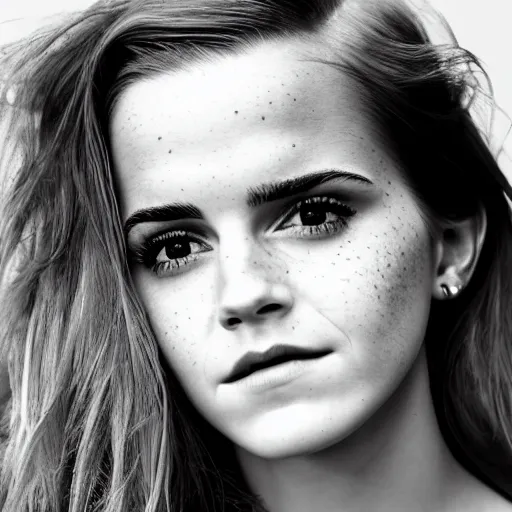 Image similar to close up portrait photo of emma watson, redhead freckles, 8 k, masterpiece, pinup, highly detailed, smooth, sharp focus