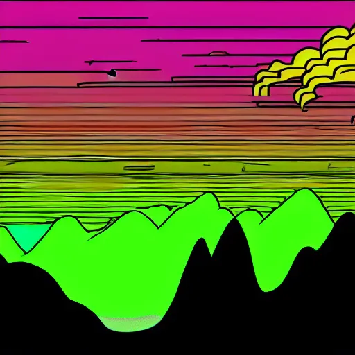 Prompt: synthwave dragon breathing neon green fire and purple eyes with mountains in background and stormy clouds