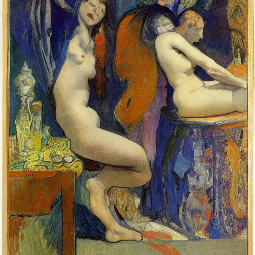 Image similar to art by emile bernard, peter paul rubens, ivan bilibin, beauford delaney, bernie wrightson, gustave moreau, richard diebenkorn